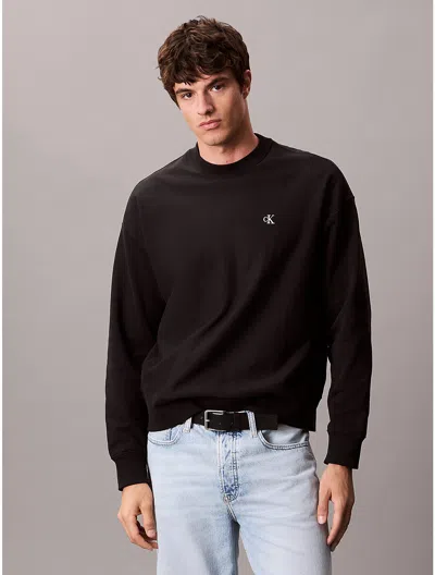 Calvin Klein Jeans Est.1978 Oversized Cotton Terry Sweatshirt In Black