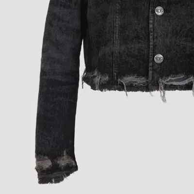 Diesel Grey Jacket With Round Neck And Frayed Edges In Cotton Blend Woman In Gray