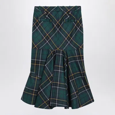 Alexander Mcqueen Flared Skirt In Tartan In Multi