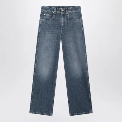 Brunello Cucinelli Loose Denim Pants With Belt Loop Accents In Blue