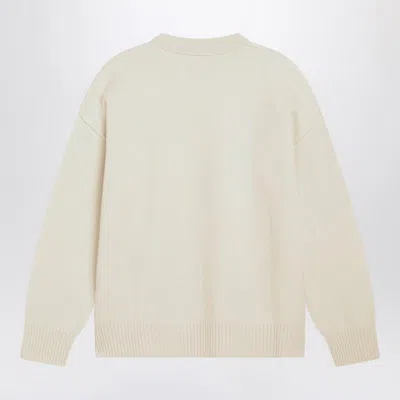Ami Alexandre Mattiussi Ami Paris White Ami De Coeur Sweater Men In Neutral