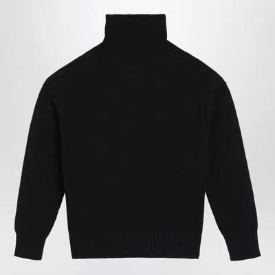 Ami Alexandre Mattiussi Ami Paris Funnel-neck Sweater With Heart Intarsia Design In Black
