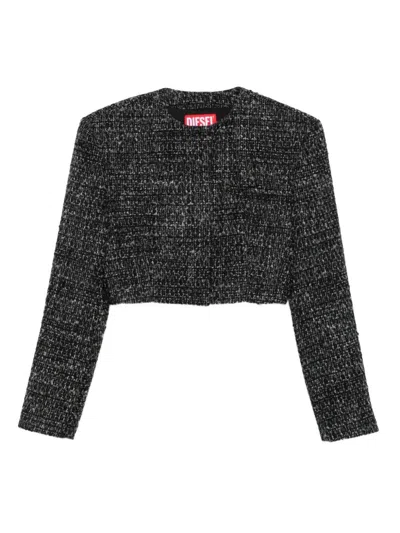 Diesel G-crop-g Tweed Cropped Jacket In Black