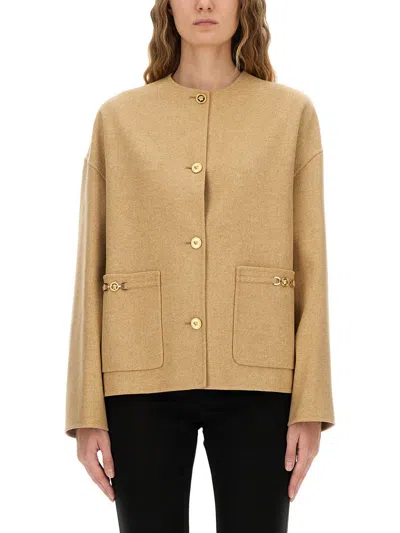 Versace Medusa Buttoned Jacket In Neutral