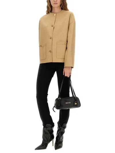Versace Medusa Buttoned Jacket In Neutral