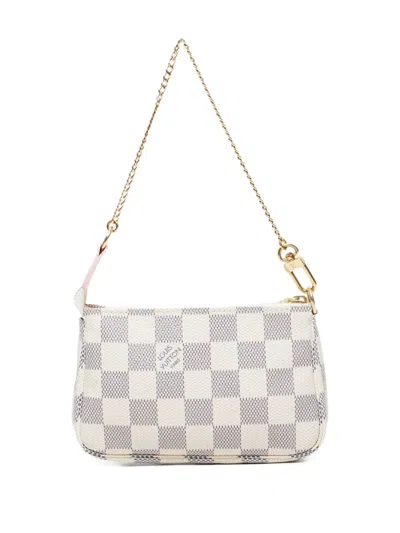 Pre-owned Louis Vuitton 2018 Damier Azur Bird-pattern Shoulder Bag In White