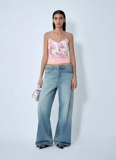 Diesel Cotton Top With Thin Straps In Pink