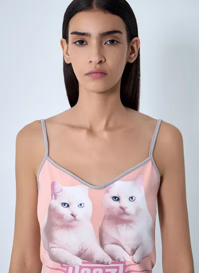 Diesel Cotton Top With Thin Straps In Pink