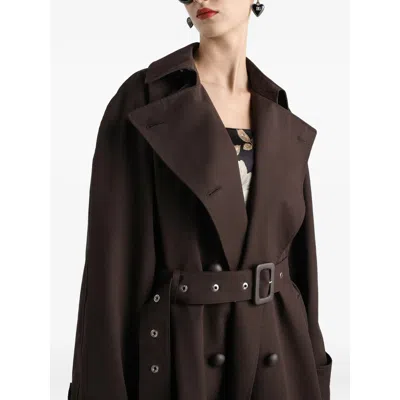 Dolce & Gabbana Double-breasted Belted Coat In Brown
