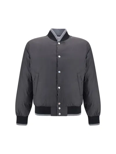 Dolce & Gabbana Reversible Flannel Outerwear Bomber Jackets Grey In Gray
