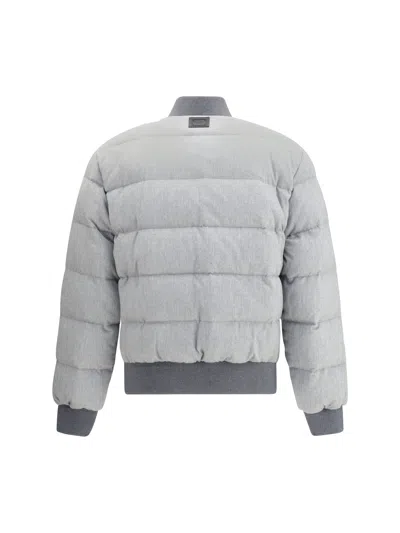 Dolce & Gabbana Reversible Flannel Outerwear Bomber Jackets Grey In Gray