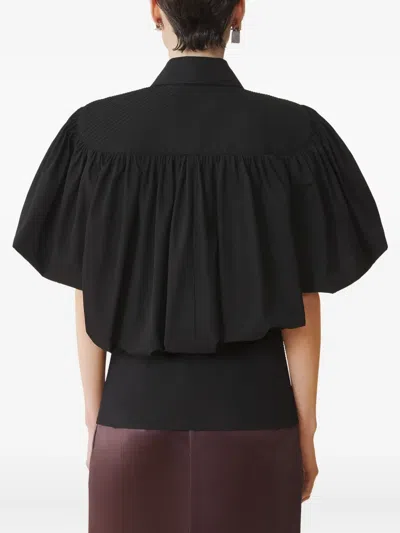 Lanvin Puffed-sleeve Zip-front Top In Black