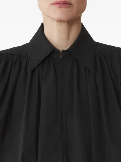 Lanvin Puffed-sleeve Zip-front Top In Black