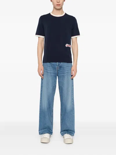 Jacquemus Contrast Trim Crew Neck Short Sleeve T-shirt In Blue