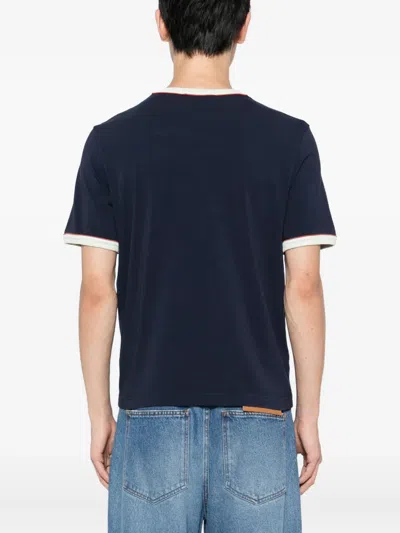 Jacquemus Contrast Trim Crew Neck Short Sleeve T-shirt In Blue