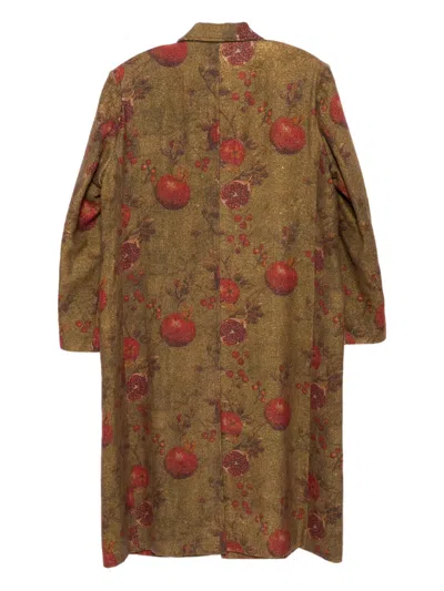 Uma Wang Pomegrante-print Coat In Brown