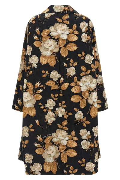 Dolce & Gabbana Embroidered Floral Pattern Coat With Long Sleeves In Black