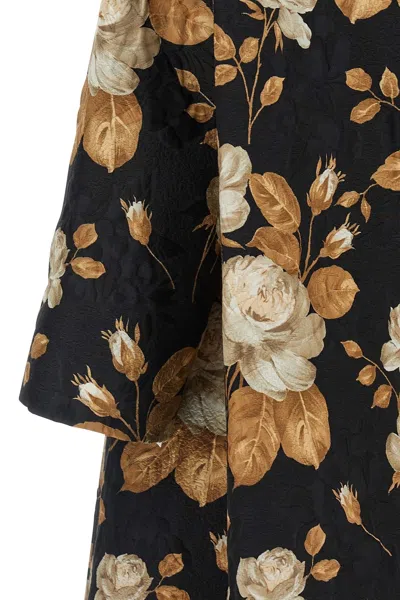 Dolce & Gabbana Embroidered Floral Pattern Coat With Long Sleeves In Black