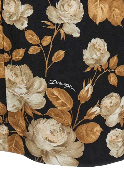 Dolce & Gabbana Embroidered Floral Pattern Coat With Long Sleeves In Black