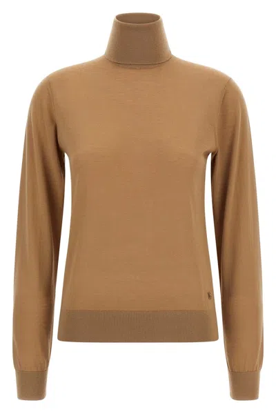 Dolce & Gabbana Cashmere Turtleneck Sweater Sweaters And Cardigans Beige In White
