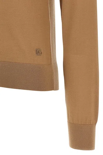 Dolce & Gabbana Cashmere Turtleneck Sweater Sweaters And Cardigans Beige In White