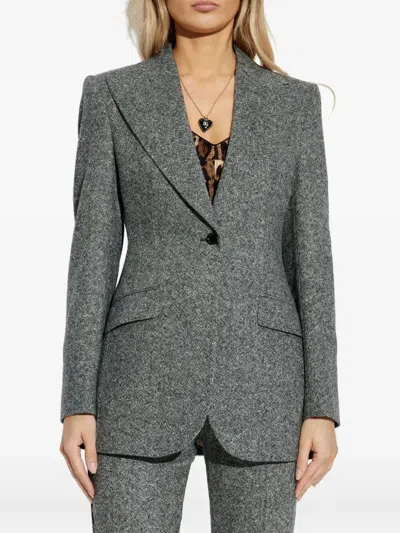 Dolce & Gabbana Tweed Jacket With Flap Pockets And Peak Lapels In Multi