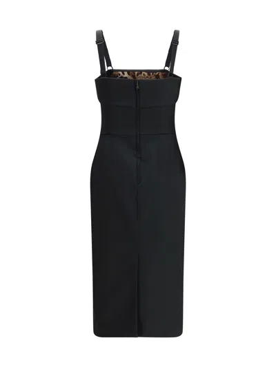 Dolce & Gabbana Satin Sleeveless Sheath Midi Dress In Black