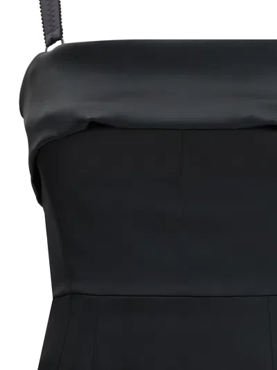 Dolce & Gabbana Satin Sleeveless Sheath Midi Dress In Black