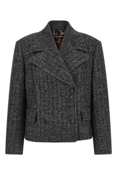 Dolce & Gabbana Pinstriped Wool-blend Double-breasted Jacket In Multi