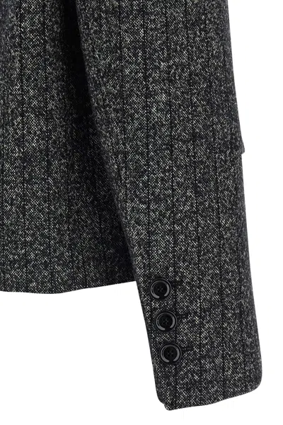Dolce & Gabbana Pinstriped Wool-blend Double-breasted Jacket In Multi