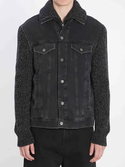 Dolce & Gabbana Tailored Denim And Wool Blend Jacket In Black