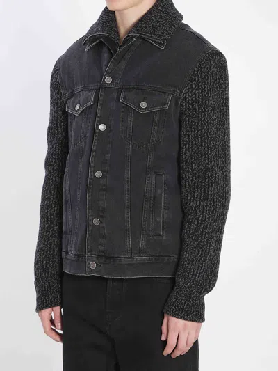 Dolce & Gabbana Tailored Denim And Wool Blend Jacket In Black