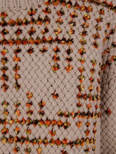Dries Van Noten Crew Neck Sweater In Mixed Wool In Nude