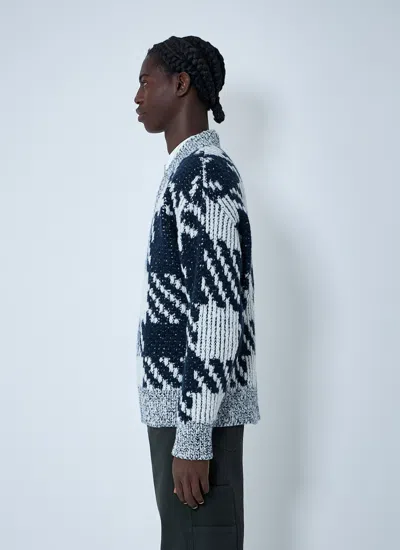 Dries Van Noten Chunky Knit V Neck Sweater With Textured Pattern In Pattern