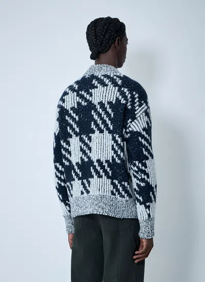 Dries Van Noten Chunky Knit V Neck Sweater With Textured Pattern In Pattern