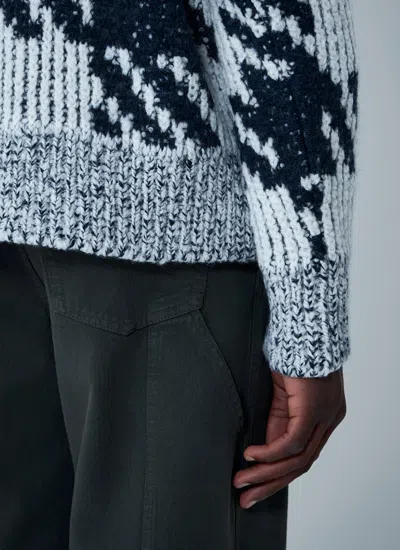 Dries Van Noten Chunky Knit V Neck Sweater With Textured Pattern In Pattern