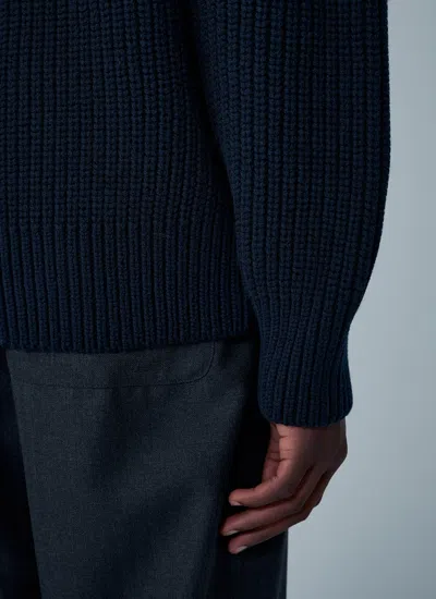 Dries Van Noten Full Zip Turtleneck Sweater With Shoulder Detail In Black