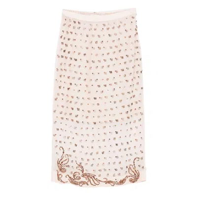 Dries Van Noten Sokna Embellished Midi Skirt In Neutral