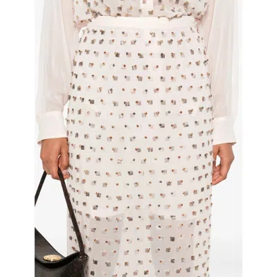 Dries Van Noten Sokna Embellished Midi Skirt In Neutral