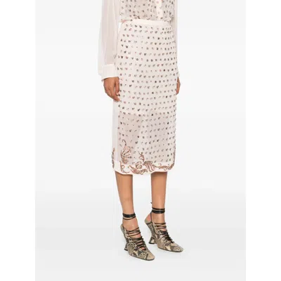 Dries Van Noten Sokna Embellished Midi Skirt In Neutral