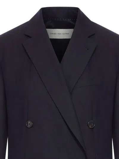 Dries Van Noten Oversized Wool Blazer In Blue