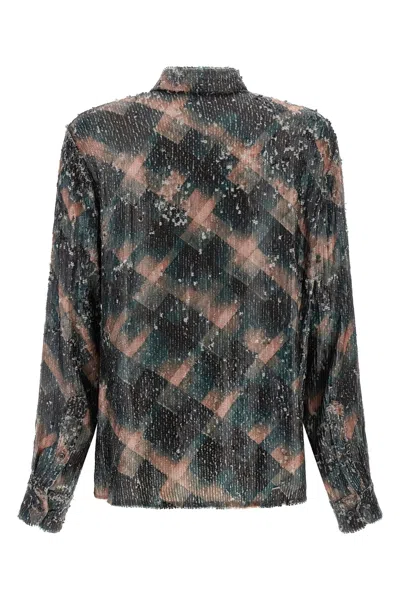 Dries Van Noten Abstract Pattern Long Sleeve Collared Shirt In Multi