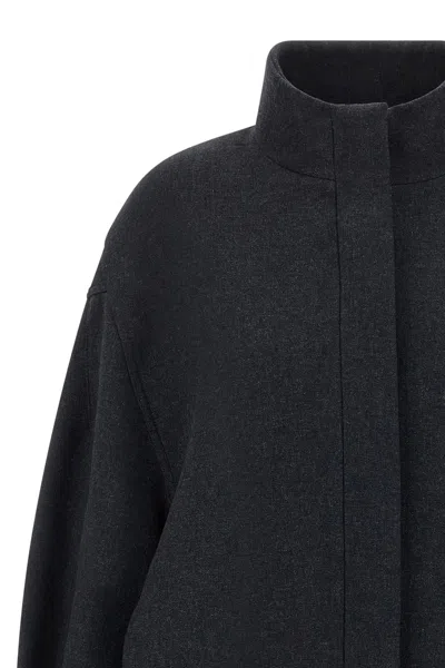 Dries Van Noten 00660-voles 2118 Brushed Back Twill Cotton Jacket Coats Grey In Gray