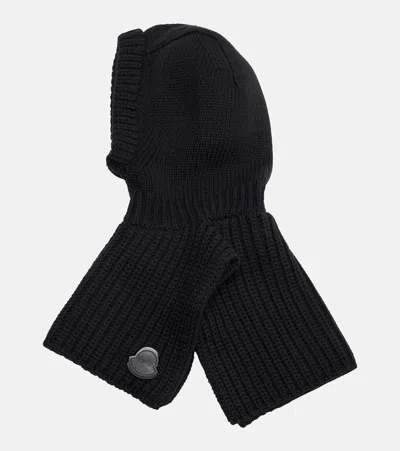 Moncler Ribbed-knit Virgin Wool Ski Mask In Black
