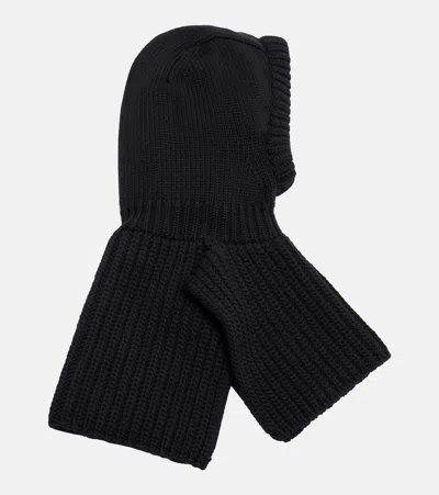 Moncler Ribbed-knit Virgin Wool Ski Mask In Black