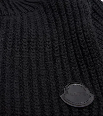 Moncler Ribbed-knit Virgin Wool Ski Mask In Black