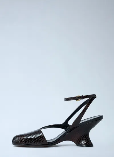 Dries Van Noten Sculptural High Heel Pumps With Ankle Strap In Brown