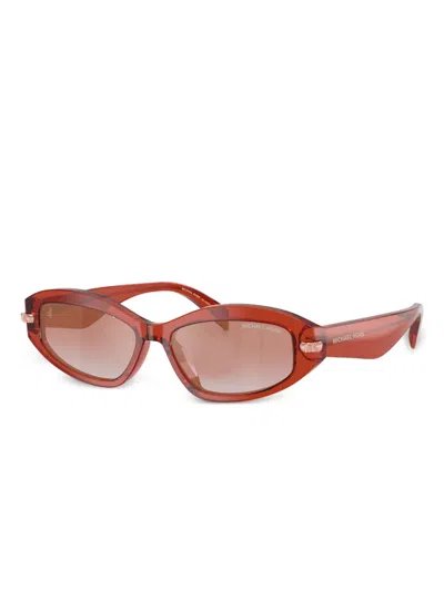 Michael Kors Oval-frame Sunglasses In Red
