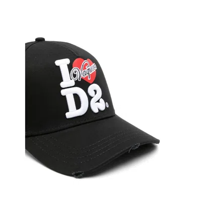 Dsquared2 Distressed Logo-detail Baseball Cap In Black