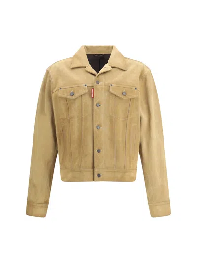 Dsquared2 Men Suede Jacket In Neutral